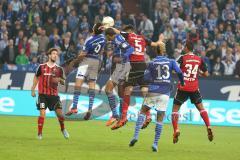 1. BL - Saison 2015/2016 - Schalke 04 - FC Ingolstadt 04 -  Benjamin Hübner (#5 FC Ingolstadt 04) - Franco Di Santo (9, Schalke) - Marvin Matip (#34 FC Ingolstadt 04) - EricMaxim Choupo-Moting (13, Schalke) - Foto: Jürgen Meyer