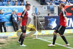 1. Bundesliga - Fußball - TSG 1899 Hoffenheim - FC Ingolstadt 04 - Stefan Lex (14, FCI) zieht ab und trifft zum 0:1 Tor Jubel mit Moritz Hartmann (9, FCI)