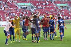 1. Bundesliga - Fußball - FC Augsburg - FC Ingolstadt 04 - Jubel Sieg mit den Fans Humba Tanz