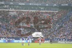 1. BL - Saison 2015/2016 - Schalke 04 - FC Ingolstadt 04 -  Die Spieler an der Fankurve nach dem 0:1 Führungstreffer von Tobias Levels (#28 FC Ingolstadt 04) - Foto: Jürgen Meyer