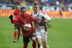 1. Bundesliga - Fußball - Eintracht Frankfurt - FC Ingolstadt 04 - Max Christiansen (19, FCI) und Fabian (10 Frankfurt)