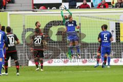 1. BL - Saison 2015/2016 - FC Ingolstadt 04 - Bayer 04 Leverkusen - Lukas Hinterseer (#16 FC Ingolstadt 04) - Torwart Kresic, Dario (Leverkusen 25)  - Foto: Meyer Jürgen