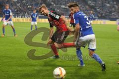 1. BL - Saison 2015/2016 - Schalke 04 - FC Ingolstadt 04 -  Lukas Hinterseer (#16 FC Ingolstadt 04) - Junior Caicara (3, Schalke) - Foto: Jürgen Meyer