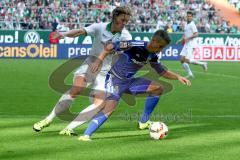 1. BL - Saison 2015/2016 - Werder Bremen - FC Ingolstadt 04 - Stefan Lex (#14 FC Ingolstadt 04) - Jannik Vestergaard (Bremen) - Foto: Jürgen Meyer