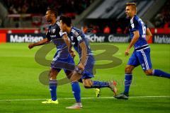 1. Bundesliga - Fußball - 1. FC Köln - FC Ingolstadt 04 -  Marvin Matip (34, FCI)  jubelt mit Alfredo Morales (6, FCI) und Lukas Hinterseer (16, FCI)  Foto: Adalbert Michalik