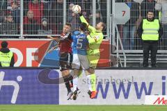 1. BL - Saison 2015/2016 - FC Ingolstadt 04 - 1899 Hoffenheim - Baumann Oliver Torwart Hoffenheim - Lukas Hinterseer (#16 FC Ingolstadt 04) - Schär Fabian #5 Hoffenheim - Foto: Jürgen Meyer