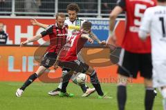 1. BL - Saison 2015/2016 - FC Ingolstadt 04 - Borussia Mönchengladbach - Moritz Hartmann (#9 FC Ingolstadt 04) - Robert Bauer (#23 FC Ingolstadt 04) - Foto: Meyer Jürgen