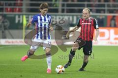 1. BL - Saison 2015/2016 - FC Ingolstadt 04 - Hertha BSC - Tobias Levels (#28 FC Ingolstadt 04) - Harguchi Genki(Hertha BSC) - Foto: Jürgen Meyer