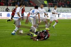 1. BL - Saison 2015/2016 - FC Ingolstadt 04 - Hamburger SV -Roger de Oliveira Bernardo (#8 FC Ingolstadt 04) -  Spahic Emir (#4 Hamburger SV) -  Foto: Jürgen Meyer