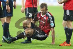 1. BL - Saison 2015/2016 - FC Ingolstadt 04 - Hertha BSC - Lukas Hinterseer (#16 FC Ingolstadt 04)  verletzt am Boden - Foto: Jürgen Meyer