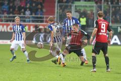 1. BL - Saison 2015/2016 - FC Ingolstadt 04 - Hertha BSC - Max Christiansen (#19 FC Ingolstadt 04) - Skjelbred Per Cilijan ( Hertha BSC) - Moritz Hartmann (#9 FC Ingolstadt 04) - Foto: Jürgen Meyer