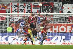 1. BL - Saison 2015/2016 - FC Ingolstadt 04 - Hertha BSC Benjamin Hübner (#5 FC Ingolstadt 04) -Romain Brègerie (#18 FC Ingolstadt 04) - Lukas Hinterseer (#16 FC Ingolstadt 04) - Foto: Jürgen Meyer