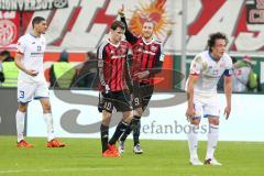 1. BL - Saison 2015/2016 - FC Ingolstadt 04 - 1. FSV Mainz 05 - Moritz Hartmann (#9 FC Ingolstadt 04) - Pascal Groß (#10 FC Ingolstadt 04) - Jubel - Foto: Meyer Jürgen