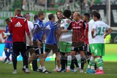 1. Bundesliga - Fußball - FC Ingolstadt 04 - VfL Wolfsburg -  Unentschieden Freude Cheftrainer Ralph Hasenhüttl (FCI) und Dante Bonfim Costa Santos (Wolfsburg 18)