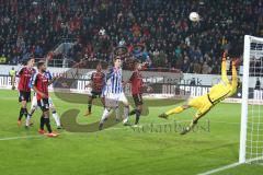 1. BL - Saison 2015/2016 - FC Ingolstadt 04 - Hertha BSC - Benjamin Hübner (#5 FC Ingolstadt 04) - Elias Kachunga (#25 FC Ingolstadt 04) - Mathew Leckie (#7 FC Ingolstadt 04) - Foto: Jürgen Meyer