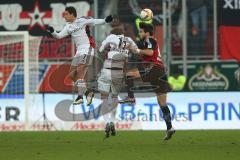 1. Bundesliga - Fußball - FC Ingolstadt 04 - Bayer 04 Leverkusen - Hernandez, Javier (Leverkusen 7) Kießling, Stefan (Leverkusen 11) und Romain Brégerie (18, FCI)