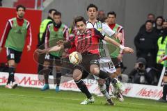 1. BL - Saison 2015/2016 - FC Ingolstadt 04 - Borussia Mönchengladbach - Benjamin Hübner (#5 FC Ingolstadt 04) - Stindl Lars #13 weiss Gladbach - Foto: Meyer Jürgen
