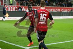 1. BL - Saison 2015/2016 - FC Ingolstadt 04 - 1. FC Köln - Lukas Hinterseer (#16 FC Ingolstadt 04) mit dem 1:0 Führungstreffer - Danny da Costa (#21 FC Ingolstadt 04) - jubel - Foto: Meyer Jürgen