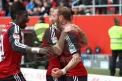 1. Bundesliga - Fußball - FC Ingolstadt 04 - Hannover 96 - Moritz Hartmann (9, FCI) köpft zum 2:0 Tor, Jubel, 10. Saisontor, Mathew Leckie (7, FCI) Danny da Costa (21, FCI)