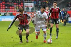 1. Bundesliga - Fußball - FC Ingolstadt 04 - 1. FSV Mainz 05 - Alfredo Morales (6, FCI) Latza, Danny (Mainz 6) Mathew Leckie (7, FCI)