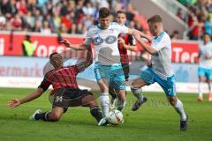 1. BL - Saison 2015/2016 - FC Ingolstadt 04 - Schalke 04 - Marvin Matip (#34 FC Ingolstadt 04) - Pierre-Emile Højbjerg (23, Schalke) - Max Meyer (7, Schalke) - Foto: Meyer Jürgen