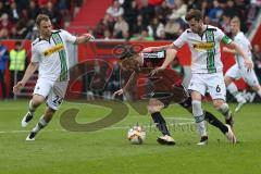 1. BL - Saison 2015/2016 - FC Ingolstadt 04 - Borussia Mönchengladbach - Mathew Leckie (#7 FC Ingolstadt 04) - Nordtveit Havard #6 weiss Gladbach - Foto: Meyer Jürgen