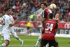 1. BL - Saison 2015/2016 - FC Ingolstadt 04 - Borussia Mönchengladbach - Pascal Groß (#10 FC Ingolstadt 04) - Marvin Matip (#34 FC Ingolstadt 04)  beim Kopfball  - Foto: Meyer Jürgen