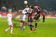 1. BL - Saison 2015/2016 - FC Ingolstadt 04 - 1. FC Köln - Benjamin Hübner (#5 FC Ingolstadt 04) - Mathew Leckie (#7 FC Ingolstadt 04) - Mergim Mavraj (#19 Köln) - Foto: Meyer Jürgen