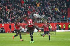 1. Bundesliga - Fußball - FC Ingolstadt 04 - VfB Stuttgart - Tor 3:1 durch Darío Lezcano (37, FCI) mit Roger de Oliveira Bernardo (8, FCI) Danny da Costa (21, FCI) Robert Bauer (23, FCI)