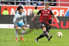 1. BL - Saison 2015/2016 - FC Ingolstadt 04 - Schalke 04 - Leroy Sané (19, Schalke) - Max Christiansen (#19 FC Ingolstadt 04) - Foto: Meyer Jürgen