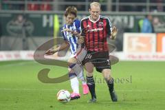 1. BL - Saison 2015/2016 - FC Ingolstadt 04 - Hertha BSC - Tobias Levels (#28 FC Ingolstadt 04) - Harguchi Genki(Hertha BSC) - Foto: Jürgen Meyer