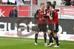 1. Bundesliga - Fußball - FC Ingolstadt 04 - Borussia Mönchengladbach - Tor Jubel 1:0 durch Moritz Hartmann (9, FCI), hier Max Christiansen (19, FCI) Danny da Costa (21, FCI) Mathew Leckie (7, FCI)