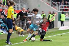 1. BL - Saison 2015/2016 - FC Ingolstadt 04 - Schalke 04 - Leroy Sané (19, Schalke) - Robert Bauer (#23 FC Ingolstadt 04) - Foto: Meyer Jürgen