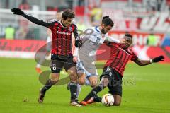 1. BL - Saison 2015/2016 - FC Ingolstadt 04 - 1. FSV Mainz 05 - Alfredo Morales (#6 FC Ingolstadt 04) - Roger de Oliveira Bernardo (#8 FC Ingolstadt 04) - Malli Yunus #10 Mainz - Foto: Meyer Jürgen