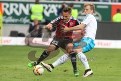 1. BL - Saison 2015/2016 - FC Ingolstadt 04 - Schalke 04 - Robert Bauer (#23 FC Ingolstadt 04) - Johannes Geis (5, Schalke) - Foto: Meyer Jürgen