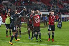 1. Bundesliga - Fußball - FC Ingolstadt 04 - FC Augsburg - Fans Sieg Jubel Marvin Matip (34, FCI) Max Christiansen (19, FCI) Robert Bauer (23, FCI) Maurice Multhaup (31, FCI)