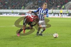 1. BL - Saison 2015/2016 - FC Ingolstadt 04 - Hertha BSC - Mathew Leckie (#7 FC Ingolstadt 04) - Lustenberger Fabian (Hertha BSC) - Foto: Jürgen Meyer