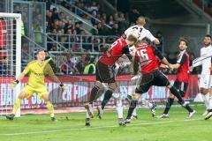 1. BL - Saison 2015/2016 - FC Ingolstadt 04 - Bayer 04 Leverkusen - Moritz Hartmann (#9 FC Ingolstadt 04) - Lukas Hinterseer (#16 FC Ingolstadt 04) - Foto: Meyer Jürgen