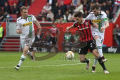 1. BL - Saison 2015/2016 - FC Ingolstadt 04 - Borussia Mönchengladbach - Mathew Leckie (#7 FC Ingolstadt 04) - Nordtveit Havard #6 weiss Gladbach - Foto: Meyer Jürgen