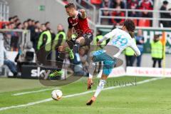 1. BL - Saison 2015/2016 - FC Ingolstadt 04 - Schalke 04 - Robert Bauer (#23 FC Ingolstadt 04) - Leroy Sané (19, Schalke) - Foto: Meyer Jürgen