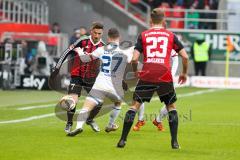 1. BL - Saison 2015/2016 - FC Ingolstadt 04 - 1. FSV Mainz 05 - Mathew Leckie (#7 FC Ingolstadt 04) - Robert Bauer (#23 FC Ingolstadt 04) - Clemens Christian #27 Mainz - Foto: Meyer Jürgen