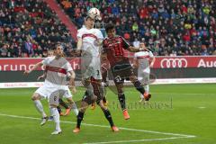 1. Bundesliga - Fußball - FC Ingolstadt 04 - VfB Stuttgart - Daniel Schwaab (3 Stuttgart) Darío Lezcano (37, FCI)  Georg Niedermeier (6 Stuttgart)