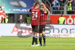 1. BL - Saison 2015/2016 - FC Ingolstadt 04 - Schalke 04 - Abklatschen nach dem Spiel - Marvin Matip (#34 FC Ingolstadt 04) - Almog Cohen (#36 FC Ingolstadt 04) - Foto: Meyer Jürgen