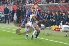 1. BL - Saison 2015/2016 - FC Ingolstadt 04 - Hertha BSC Alfredo Morales (#6 FC Ingolstadt 04) -Weiser Mitchel (Hertha BSC) - Foto: Jürgen Meyer