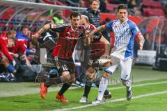 1. BL - Saison 2015/2016 - FC Ingolstadt 04 - 1899 Hoffenheim - Pascal Groß (#10 FC Ingolstadt 04) - Zuber Steven blau Hoffenheim - Foto: Jürgen Meyer