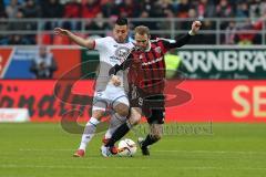 1. Bundesliga - Fußball - FC Ingolstadt 04 - 1. FSV Mainz 05 - Sereno, Henrique (Mainz 5)  und Moritz Hartmann (9, FCI)