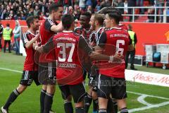 1. Bundesliga - Fußball - FC Ingolstadt 04 - Hannover 96 - Moritz Hartmann (9, FCI) köpft zum 2:0 Tor, Jubel, 10. Saisontor, Mathew Leckie (7, FCI) Alfredo Morales (6, FCI) Darío Lezcano (37, FCI)