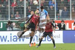 1. BL - Saison 2015/2016 - FC Ingolstadt 04 - 1899 Hoffenheim - Mathew Leckie (#7 FC Ingolstadt 04) - Lukas Hinterseer (#16 FC Ingolstadt 04) - Strobl Tobias blau Hoffenheim - Foto: Jürgen Meyer