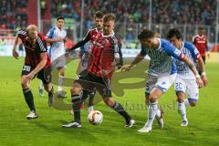 1. BL - Saison 2015/2016 - FC Ingolstadt 04 - 1899 Hoffenheim - Lukas Hinterseer (#16 FC Ingolstadt 04) - Tobias Levels (#28 FC Ingolstadt 04) - Süle Niklas #25 Hoffenheim - Foto: Jürgen Meyer