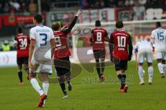 1. Bundesliga - Fußball - FC Ingolstadt 04 - 1. FSV Mainz 05 - Jubel zu den Fans 1:0 Tor durch Moritz Hartmann (9, FCI)